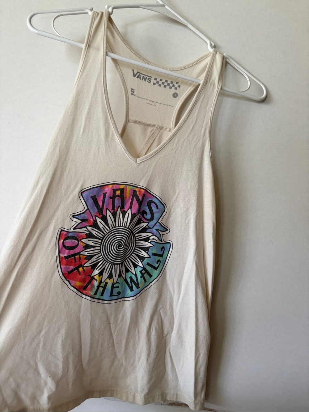Vans Cream Tie-Dye Logo Racerback Tank